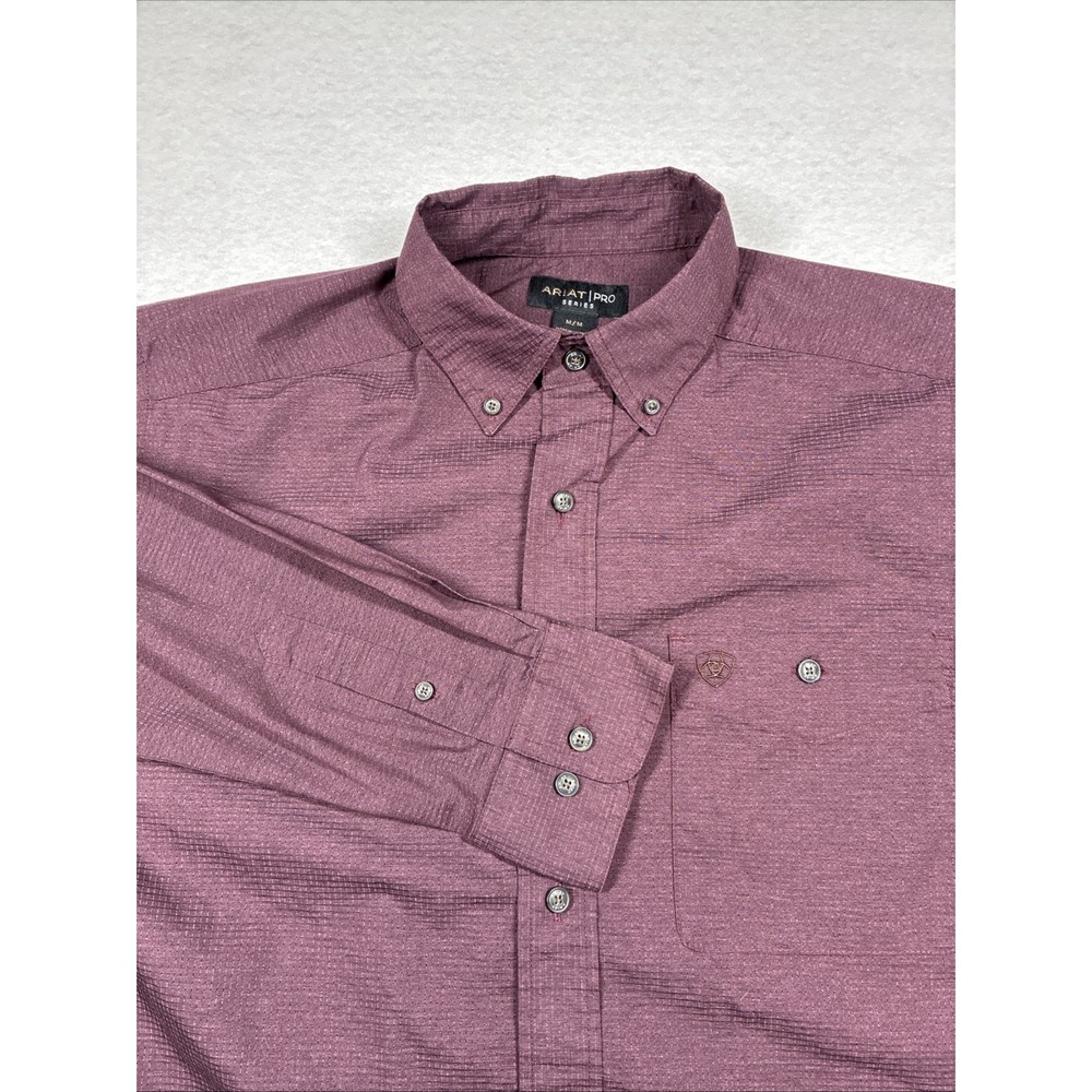 Ariat Shirt Mens Medium Maroon Button Down Western Cowboy Long Sleeve Pocket